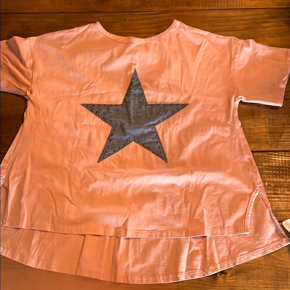Pink Top with Gray Star Design